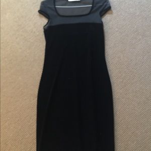 Black velvet and illusion cap sleeve dress